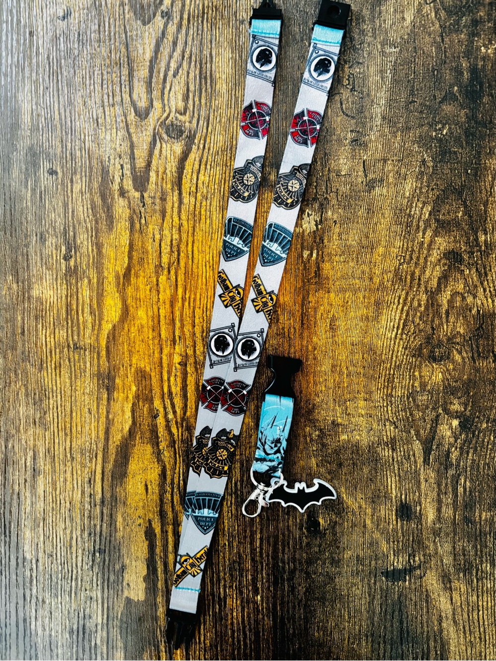 Reversible Batman Lanyard - Police/Fire/Rescue Emblems with batman charm